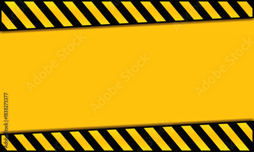 a bold yellow warning banner featuring black-and-yellow diagonal hazard stripes, creating a industrial safety-themed background suitable for alerts or notices