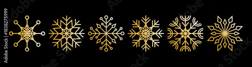 Luxury Gradient Snowflake Border on Dark Black Winter Background for Christmas cards, holiday invitations, banners, packaging, and seasonal digital designs.
