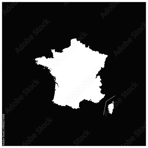 黒背景の世界の国のシルエットのアイコンより、フランスのアイコン。Icon of France from the world country silhouette icons on black background.