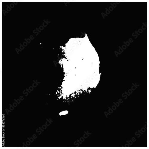 黒背景の世界の国のシルエットのアイコンより、大韓民国のアイコン。Icon of the Republic of Korea from the icons of the silhouettes of countries around the world on a black background.