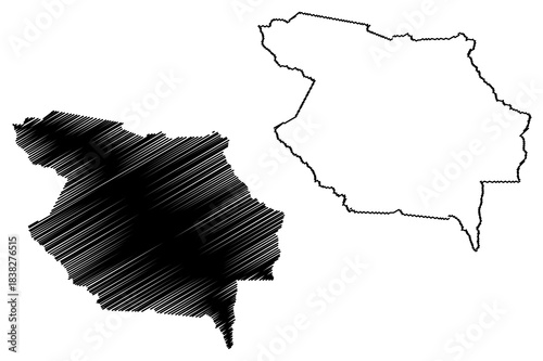 Baixa Grande municipality (Bahia state, Municipalities of Brazil, Federative Republic of Brazil) map vector illustration, scribble sketch Baixa Grande map