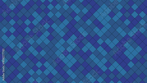 Abstract geometric pattern of blue and dark blue diamonds creating a modern, dynamic background.