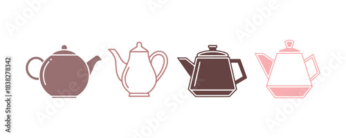 A plain teapot with an alternative design. Solid different color kitchen icon. Vector illustration