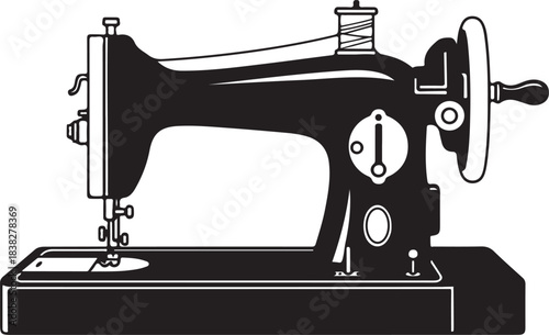 vintage sewing machine silhouette vector,