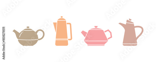 A plain teapot with an alternative design. Solid colorful kitchen icon. Vector illustration