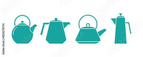 A basic teapot showcasing a different design. Kitchen icon in a solid color. Vector illustration

