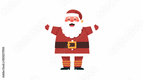 Cheerful Cartoon Santa Claus Illustration with Open Arms for Christmas Holiday Season and Winter Greetings