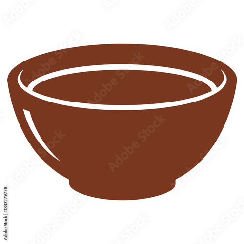 Simple Brown Bowl Silhouette Filled with Liquid Image for Recipe Visualizations or Culinary Graphics and Artistic Designs