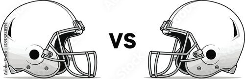 American Football Helmets Head-to-Head Vector Illustration: Sports Matchup and Competition Concept
