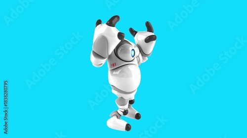 Fun 3D cartoon happy robot (with alpha channel)