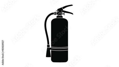 A black silhouette of a portable fire extinguisher safety equipment