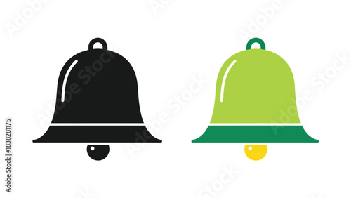Two bell icons one black and one green displayed side by side