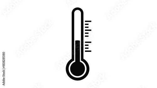 Simple black and white illustration of a thermometer with a temperature reading
