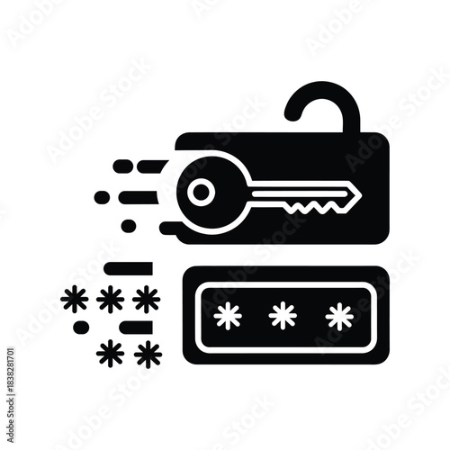 Password and key login icon, secure access solid vector
