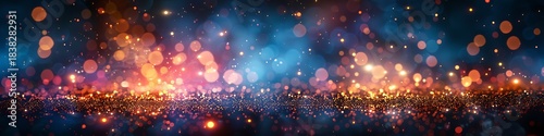Panoramic Bokeh Lights Abstract Background with Reflections