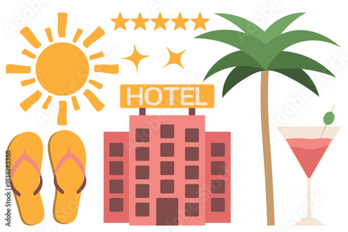 All inclusive holiday pack with palm sun hotel flip flops and cocktail for B2C promotions and banners