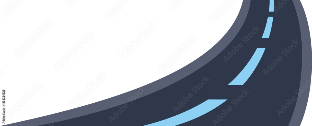 Naklejka premium Cartoon illustration of a winding paved road disappearing into the distance