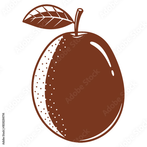 Vector Illustration of a Chocolate Pear with Leaf a Delicious and Healthy Fruit Icon