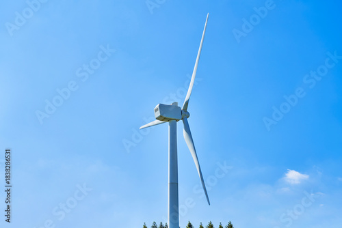 Wind power station under the blue sky