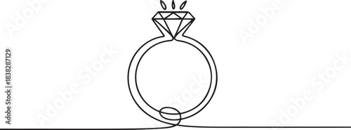 Wedding ring icon single line art, continuous one line drawing of Isolated outline vector art. one line Icon drawing