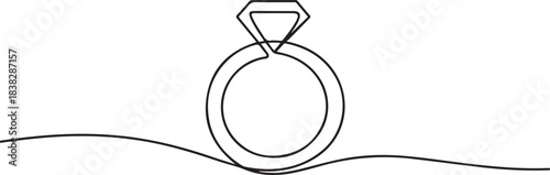 Wedding ring icon single line art, continuous one line drawing of Isolated outline vector art. one line Icon drawing