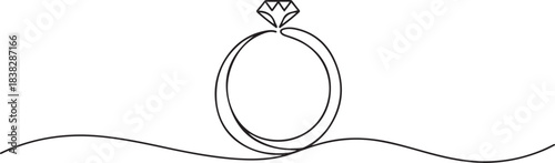 Wedding ring icon single line art, continuous one line drawing of Isolated outline vector art. one line Icon drawing