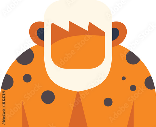 Cartoon caveman from the stone age wearing animal skin and showing his orange body