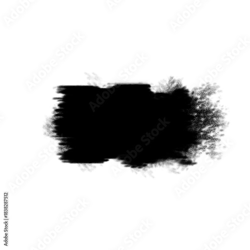 Dynamic black ink splash brushstroke on clean white background