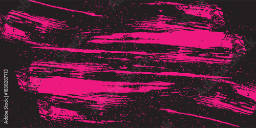 High-contrast vector background. Vibrant pink and black are separated by a rough, distressed grunge border, creating a modern and edgy effect for banners and flyers.modern Vector