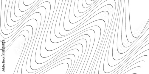 Abstract Wavy Line Background – Black Contour Flow on White