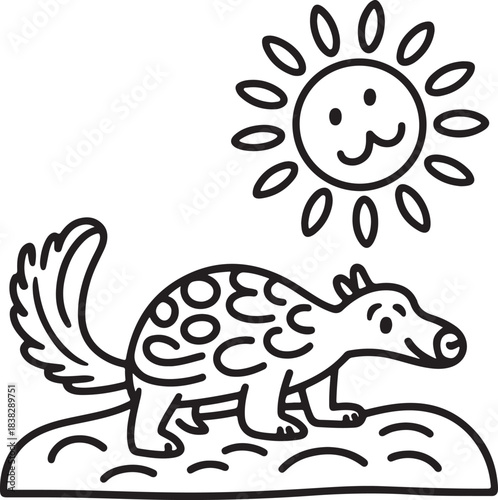 A cute cartoon dinosaur vector illustration featuring a funny green reptile character