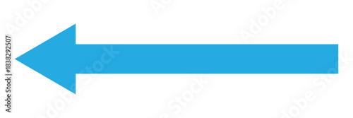 Blue arrow pointing left. Long Directional Navigation Symbols. Long Arrow Icon vector illustrator.