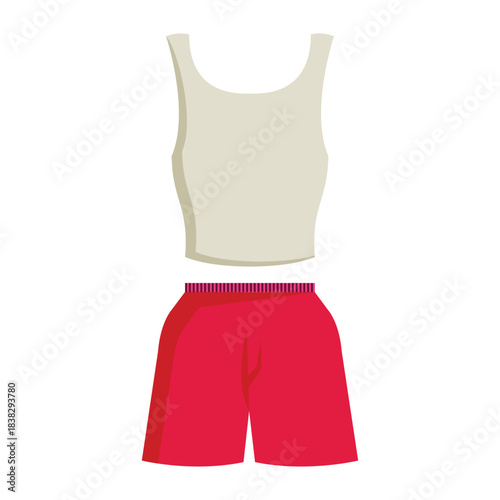 White tank top and red shorts ideal for sports
