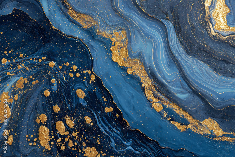 Naklejka premium abstract dark blue and gold marble texture background