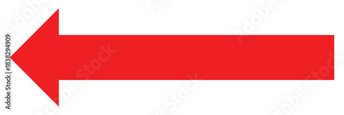 Long Horizontal Direction Arrows Icon. Red large forward or left pointing solid long arrow. 