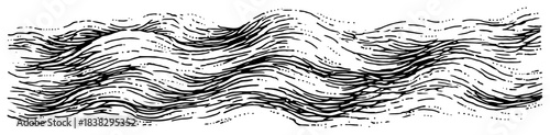 Abstract wavy lines texture background resembling flowing hair or water current in ink sketch style