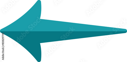 Simple teal arrow pointing to the left, symbolizing a previous or back action in a user interface or presentation