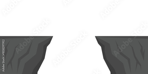 Rock Cliff. Vector Illustration Isolated on White Background. 