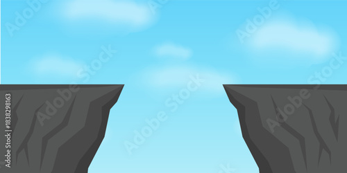 Rock Cliff against Blue Sky. Vector Illustration. 