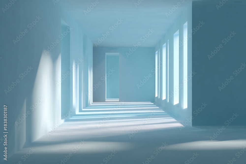 Obraz premium minimalist architectural interior with natural light and shadow patterns