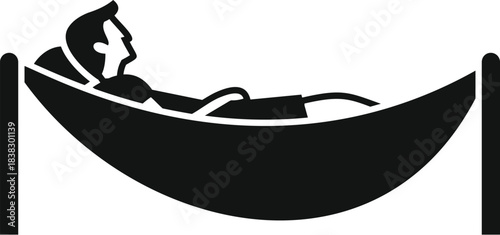 Man relaxing lying in hammock enjoying summer vacation