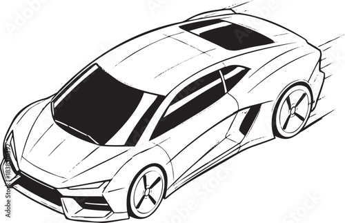 Sleek Modern Supercar Speeding Line Art