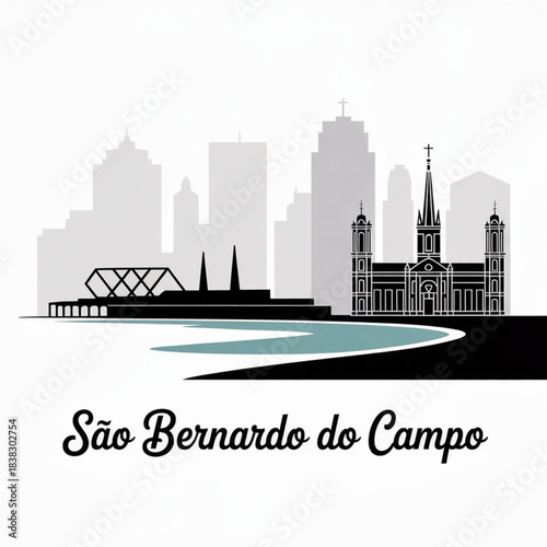 São Bernardo do Campo Skyline Silhouette — The Industrial Powerhouse of Greater São Paulo Vector Illustration