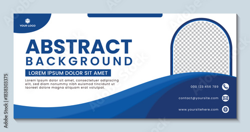 Elegant blue wave banner design clean background