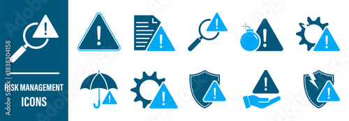 risk management flat icon set
