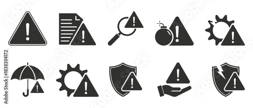 risk management flat icon set