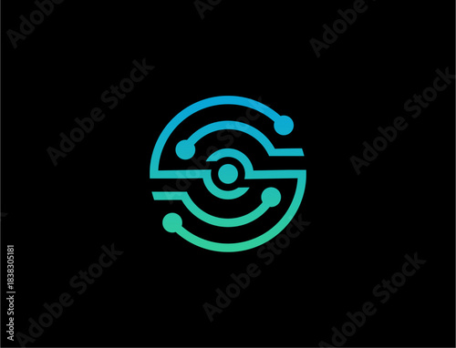 Abstract circuit board design on a black background