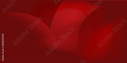 Abstract red background with glowing curve lines. Modern shiny red gradient geometric circle lines pattern. Futuristic concept. Suit for banner, brochure, poster, presentation