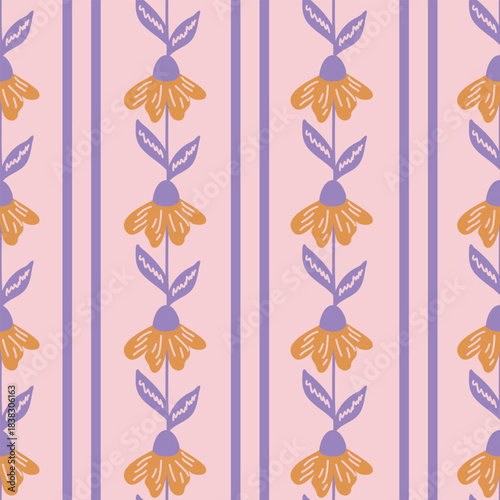 Seamless decorative pattern with daisies. Print for textile, wallpaper, covers, surface. For fashion fabric. Modern style millefleurs.