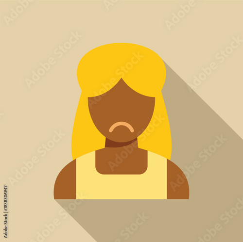 Unhappy woman with blond hair and yellow shirt showing her sadness with a disappointed face